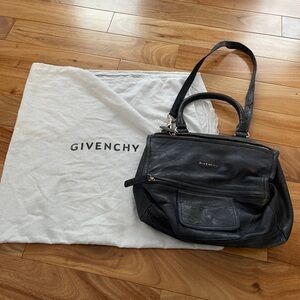 Leather Shoulder Bag Navy Blue